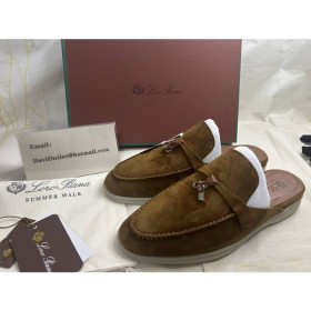 Loro Piana Women's Babouche Charms Walk Moccasin Flat Shoes In brown