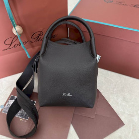 Loro Piana Women's Bale Small Bucket Bag / Charcoal Gray