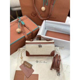 Loro Piana Women's Extra Canvas Pocket Bag / Natural/Caramel/Rolled Silver