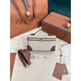 Loro Piana Women's Extra Canvas Pocket Bag / Natural/Caramel/Rolled Gold Sale