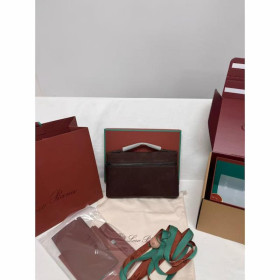 Loro Piana Extra Pouch L29 Grained Calfskin Fireplace/Onyx