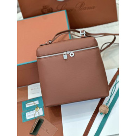 Loro Piana Women's Extra Pocket Backpack / Chocolate Brown/Rolled Silver