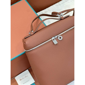 Loro Piana Women's Extra Pocket Backpack / Chocolate Brown/Rolled Silver