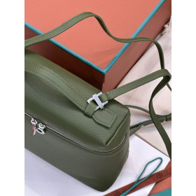 Loro Piana Women's Extra Pocket Backpack / Olive Green/Rolled Silver