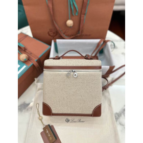 Loro Piana Women's Extra Canvas Pocket Backpack / Natural/Caramel/Rolled Silver