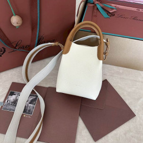 Loro Piana Women's Bale M/i Bucket Bag / Whisper White/Wheat Bran