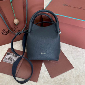 Loro Piana Women's Bale Small Bucket Bag / Navy Blue