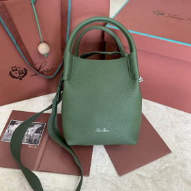 Loro Piana Women's Bale Small Bucket Bag / Dark Olive Green
