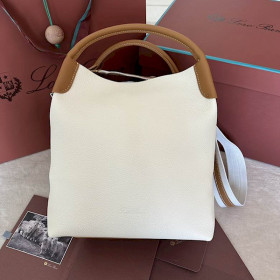 Loro Piana Women's Bale Bucket Bag / Whisper White/Wheat Bran