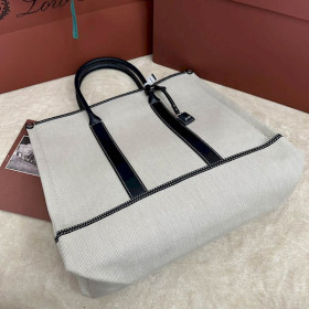 Loro Piana Women's Small Beam Tote / Natural/Stonehenge