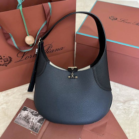 Loro Piana Women's Bobb/ Shoulder Bag / Whisper Navy Blue/Black
