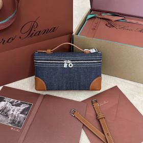 Loro Piana Women's Extra Small Pocket Bag / Denim/Brown