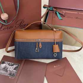 Loro Piana Women's Extra Bag / Surge Blue/Wheat Bran
