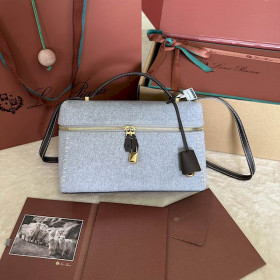 Loro Piana Women's Extra Cotton Bag / Gray/Dark Chocolate