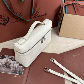 Loro Piana Women's Extra Ostrich Small Pocket Bag / Whisper White/Rolled Silver