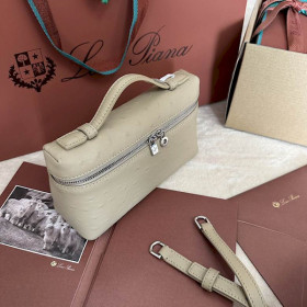 Loro Piana Women's Extra Ostrich Pocket Bag / Beige/Rolled Silver
