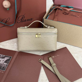 Loro Piana Women's Extra Ostrich Pocket Bag / Beige/Rolled Gold