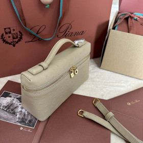 Loro Piana Women's Extra Ostrich Pocket Bag / Beige/Rolled Gold