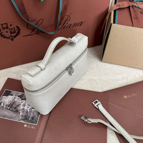 Loro Piana Women's Extra Ostrich Small Pocket Bag / Off-White/Rolled Silver