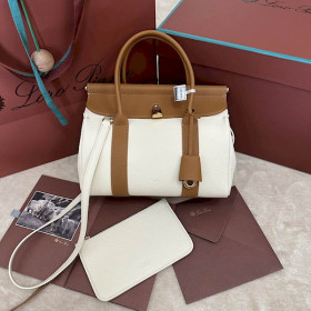 Loro Piana Women's Small Loom Bag / Whisper White/Wheat Bran