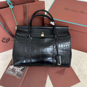 Loro Piana Women's Loom Alligator Bag / Black