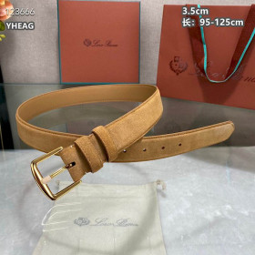 Loro Piana Alsavel Belt Split Calf Suede Leather Strap 35mm with Gold Buckle in Classic Camel
