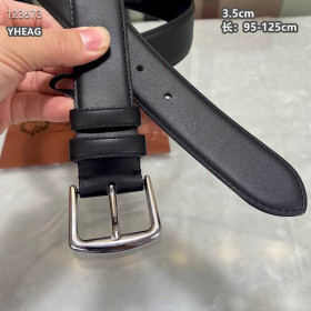Loro Piana Alsavel Belt Calfskin Leather Strap 35mm with Silver Buckle in Black