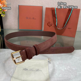 Loro Piana Alsavel Belt Split Calf Suede Leather Strap 35mm with Gold Buckle in Very Dark Maroon