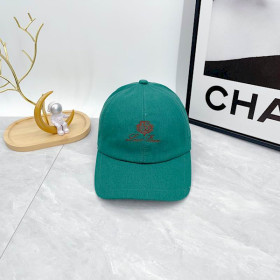 Loro Piana Baseball Cap with Elasticated back Cashmere Storm System in green and brown