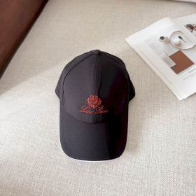 Loro Piana Baseball Cap with Elasticated back Microfibre Storm System in black and red brown