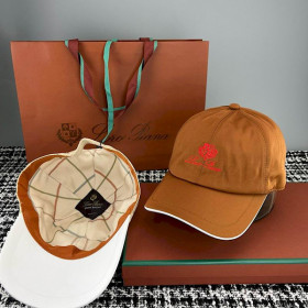 Loro Piana Baseball Cap with Elasticated back Microfibre Storm System in brown and red