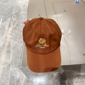Loro Piana Baseball Cap with Elasticated back Microfibre Storm System in caramel brown and yellow