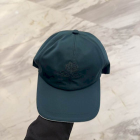 Loro Piana Baseball Cap with Elasticated back Microfibre Storm System in dark green