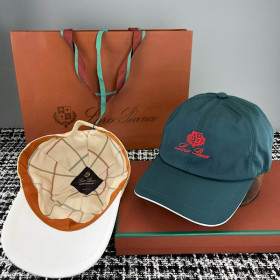 Loro Piana Baseball Cap with Elasticated back Microfibre Storm System in dark green and red