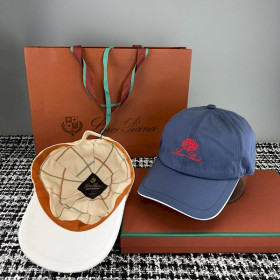 Loro Piana Baseball Cap with Elasticated back Microfibre Storm System in dusty blue and red