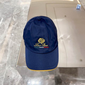Loro Piana Baseball Cap with Elasticated back Microfibre Storm System in navy blue and yellow