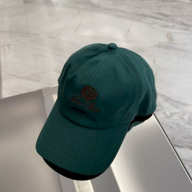 Loro Piana Baseball Cap with Elasticated back Cashmere Storm System in dark green and dark brown
