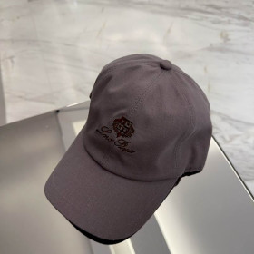 Loro Piana Baseball Cap with Elasticated back Cashmere Storm System in gray purple and dark brown