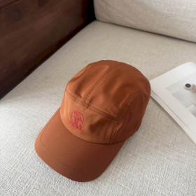 Loro Piana Baseball Cap with Elasticated back with Storm System in caramel brown and red