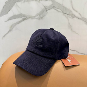 Loro Piana Corduroy Baseball Cap with Adjustable strap in navy blue