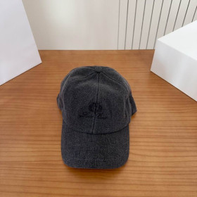 Loro Piana Denim Baseball Cap with Adjustable strap in black