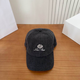 Loro Piana Denim Baseball Cap with Adjustable strap in black and white