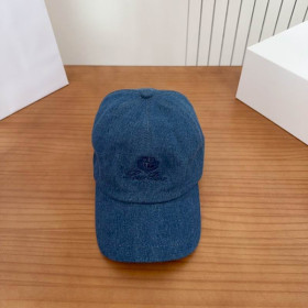 Loro Piana Denim Baseball Cap with Adjustable strap in dark blue
