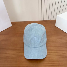 Loro Piana Denim Baseball Cap with Adjustable strap in light blue