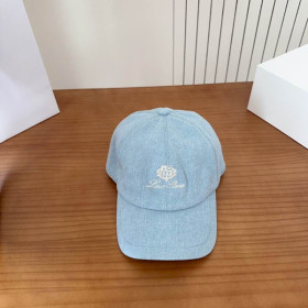 Loro Piana Denim Baseball Cap with Adjustable strap in light blue and white