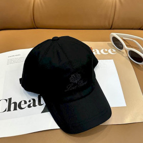 Loro Piana Linen Baseball Cap with Adjustable strap in black