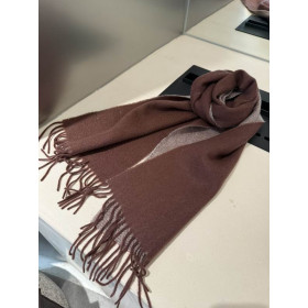 Loro Piana Men's / Women's Baby Cashmere Two-Tone Fringed Scarf in dark brown and beige