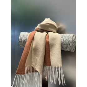 Loro Piana Men's / Women's Baby Cashmere Two-Tone Fringed Scarf in light brown and beige