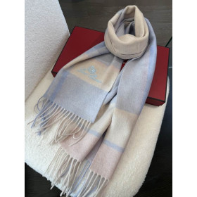 Loro Piana Men's / Women's Checked Fringed Cashmere Scarf in blue and beige