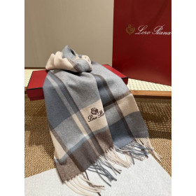 Loro Piana Men's / Women's Checked Fringed Cashmere Scarf in brown and beige